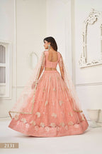 Eilara Women'S Peach Butterfly Net With Sequins And Embroidery Work Lehenga Choli For Party Wear