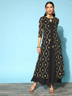 Ahalyaa Women's Olive Printed Jacket Style Dress - Distacart