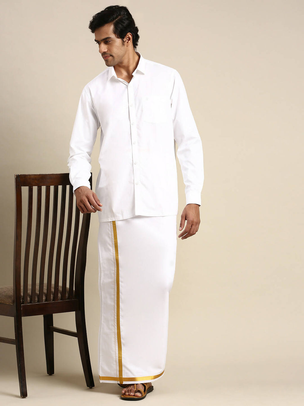 Ramraj Cotton Mens Full Sleeve Formal 100 % Cotton White Shirt
