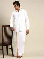 Ramraj Cotton Mens Full Sleeve Formal 100 % Cotton White Shirt