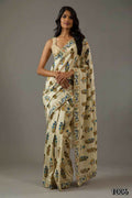 Partywear Designer Pastle Bright Moss Fancy Saree - Durga