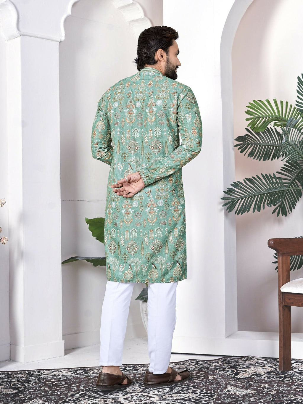 Anaita Green Digital Printed Work Cotton Straight Kurta