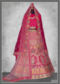 Pink Velvet Cord Embroidery With Beads & Stones Lehenga Choli - Nimaya Tyohar