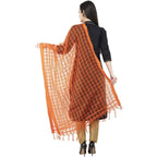 A R SILK Cotton square Regular Dupatta Orange Color Dupatta or Chunni