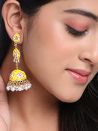 NVR Women Gold Plated Yellow Jhumkas Earrings - Distacart