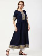 Cheera Embellished Party Wear Anarkali Dress - Navy Blue