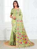 Shree Shyam Fashion Linen Cotton Light Green Saree - Distacart