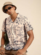 Off White Relaxed Floral Opaque Printed Casual Resort Shirt - Mahotsav