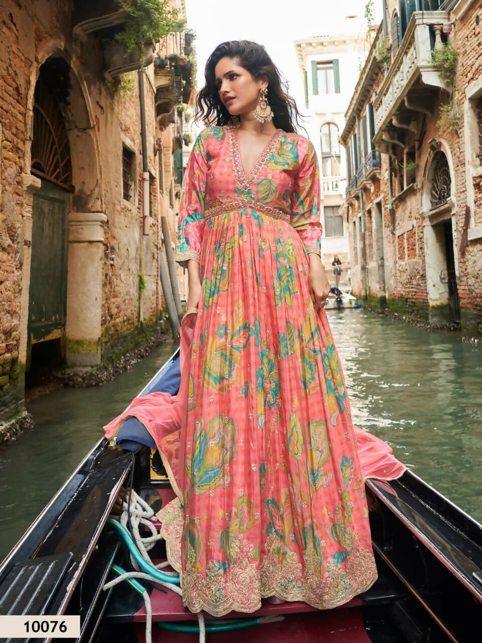 Anaita Pink Chinon Silk Readymade Anarkali Suit with Embroidery Work - Distacart
