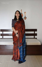 Arfa Fashion House Brick Dual Tone Silk Digital Printed Saree