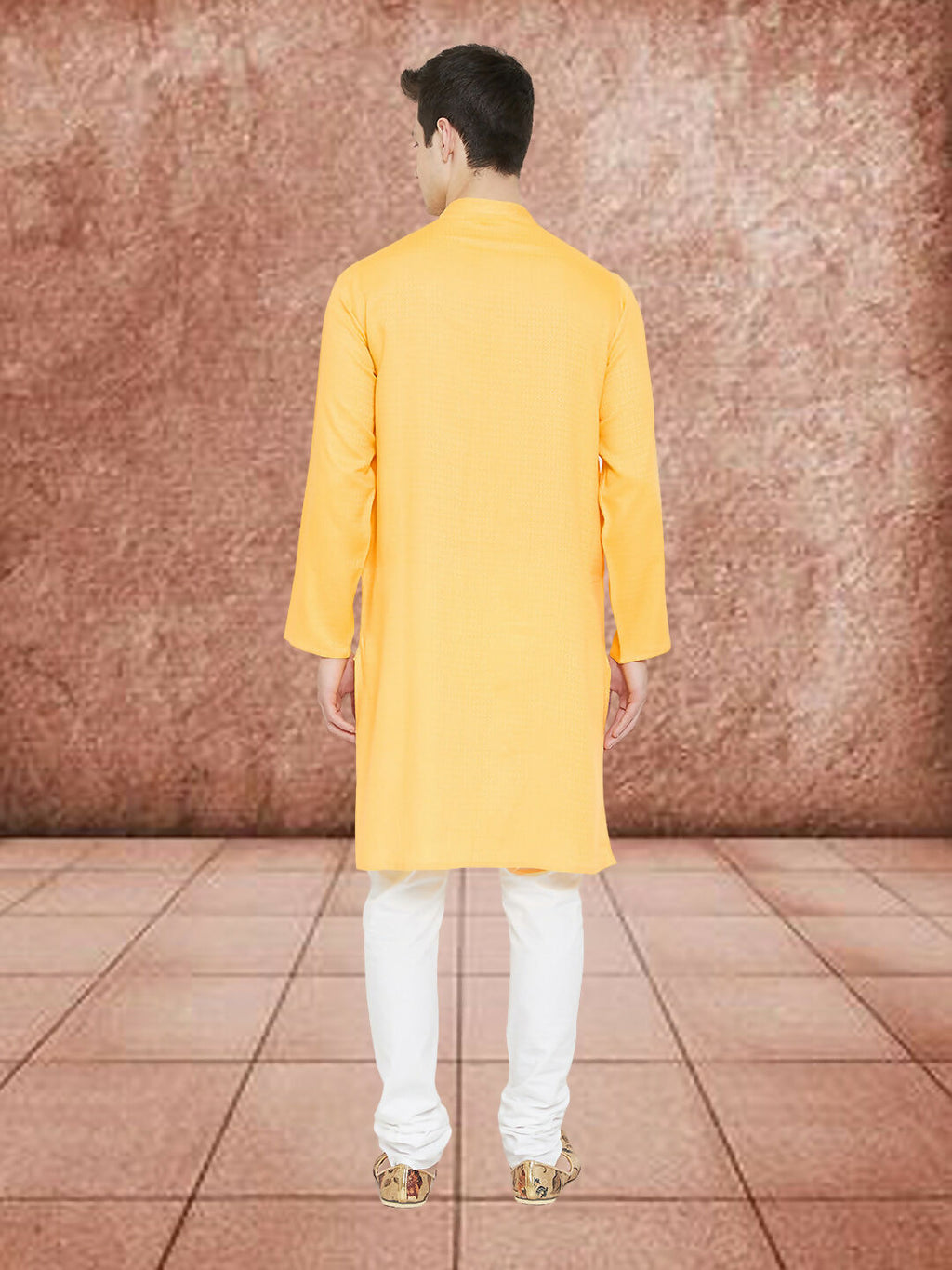 Even Apparels Men's Embroided Yellow Kurta