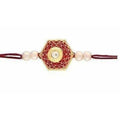 Gold Plated Pearl and Stone Rakhi - Distacart