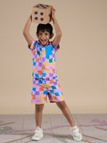 Snakes and Ladders Boys Multi Color Rotary Print Shirt and Boxer Set from Siblings Collection