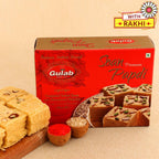 Zardosi Lustrous Rakhi And Soan Papdi Combo