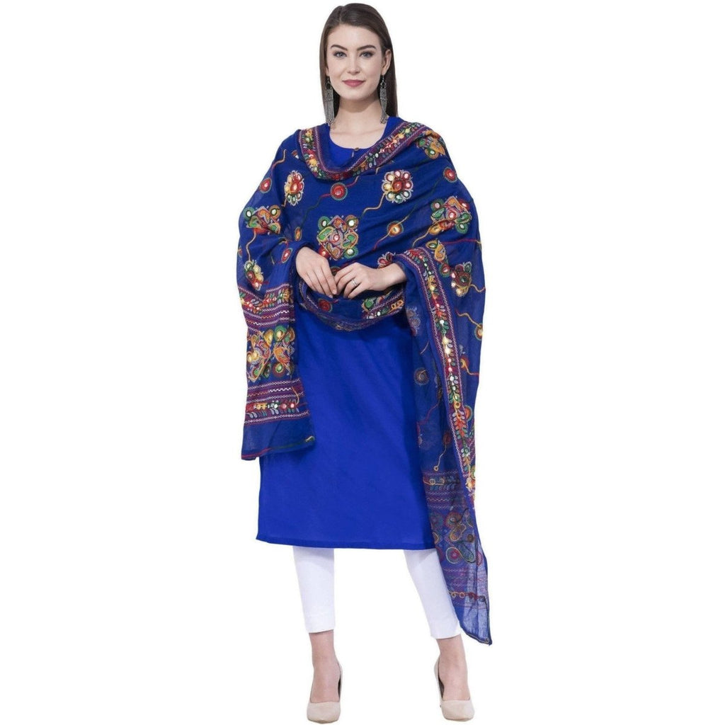 A R SILK Royal blue Color Gurjari Pure cotton Dupattas and Chunnis