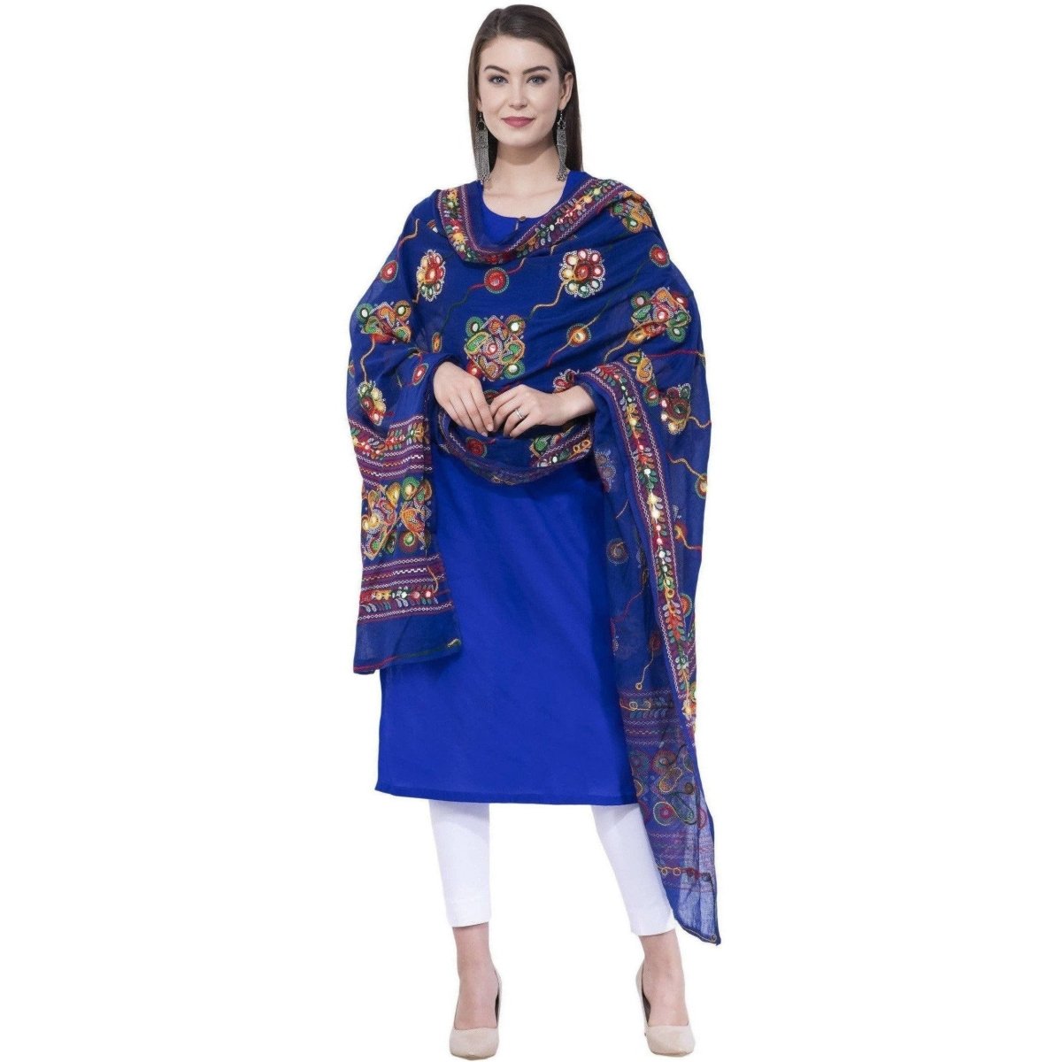A R SILK Royal blue Color Gurjari Pure cotton Dupattas and Chunnis