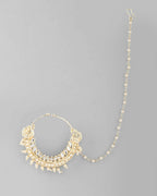 VOJ Gold-Polished With Pearl Indian Nose Pin