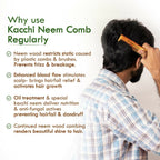 Ivory Natural Handle Kacchi Neem Comb For Gentle Detangling & Scalp Nourishment For Hair - Distacart