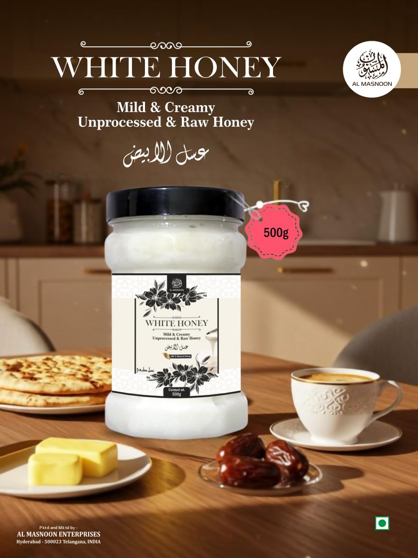 Al Masnoon White Honey Crystal Creamy & Unprocessed Raw Honey