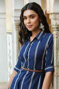 Juniper Women's Navy Rayon Staple Printed A-Line Dress - Distacart