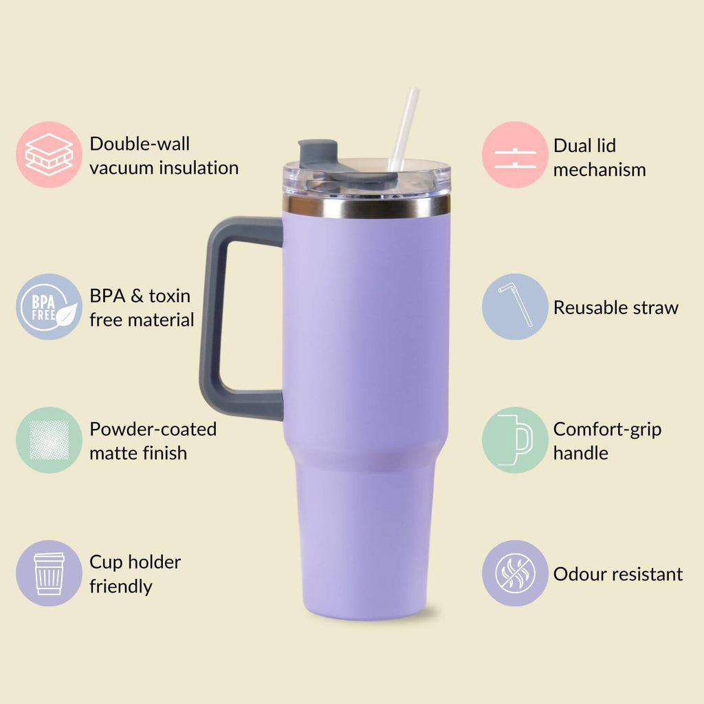 Nestasia Tumbler with Handle Straw & Lid - 1.2L (Purple)