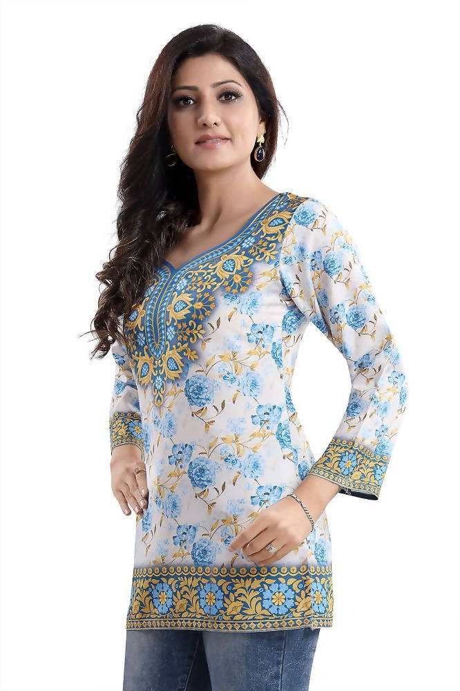 Snehal Creations Best Stylish Faux Crepe Printed Short Kurti Tunic