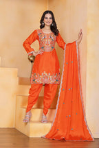 Joban Fashion Orange Silk Embroidered Dhoti Dhoti Set - Distacart