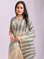 Shree Shyam Fashion Organza Green Saree - Distacart