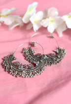 Mominos Fashion Johar Kamal Silver Peacock Design Chandbali Earrings - Distacart