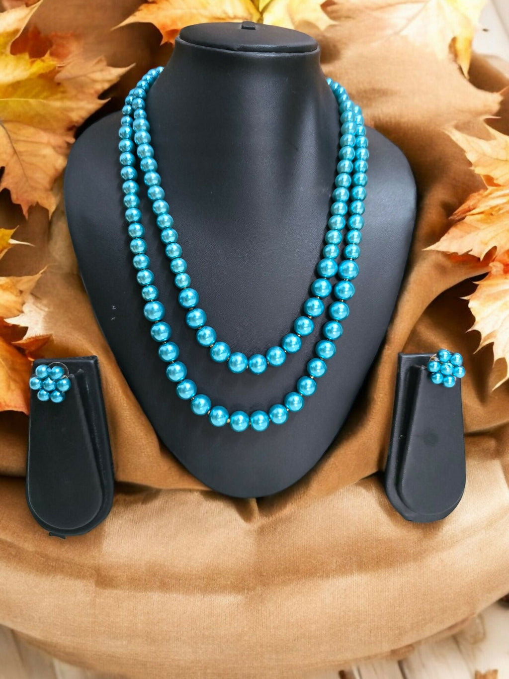 Inhanns Everyday Workwear Pearl Set (Double Layered Pearls) - Sea Blue