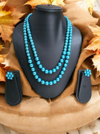 Inhanns Everyday Workwear Pearl Set (Double Layered Pearls) - Sea Blue