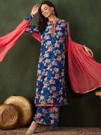 Sangria Printed Kurta, Palazzo With Dupatta