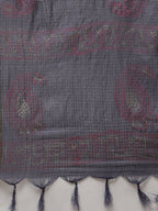 Yufta Women Navy Blue Ethnic Motifs Printed Regular Thread Work Kurta with Palazzo & With Dupatta