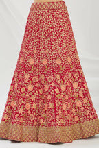 Red Velvet Semi-Stitched Wedding Bridal Lehenga - Nimaya