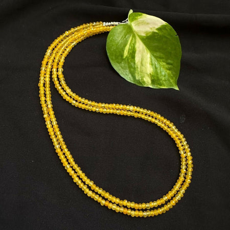 Joban Fashion Women Yellow 2 Layer Agate Necklace, Silver Finish