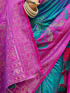 Shree Shyam Fashion Sea Green Soft Silk Saree - Distacart