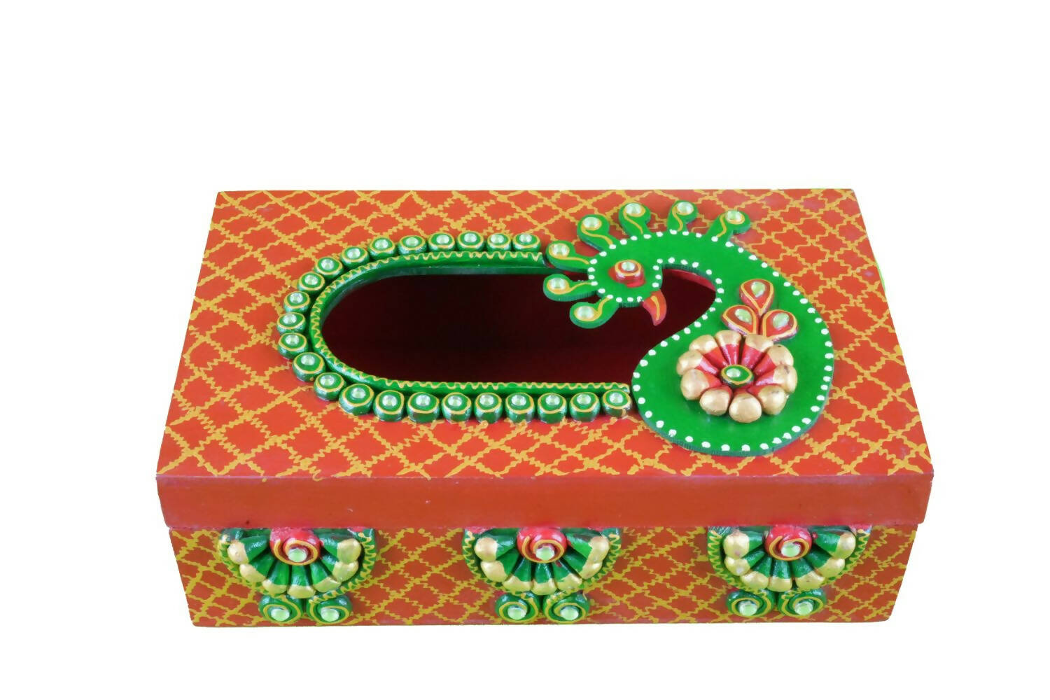 Kundan HandiKrafts Mdf Tissue Box - Red And Yellow - Distacart