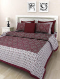 Vamika Printed Cotton White & Red Bedsheet With Pillow Covers (LEOC_CHUN_MR)