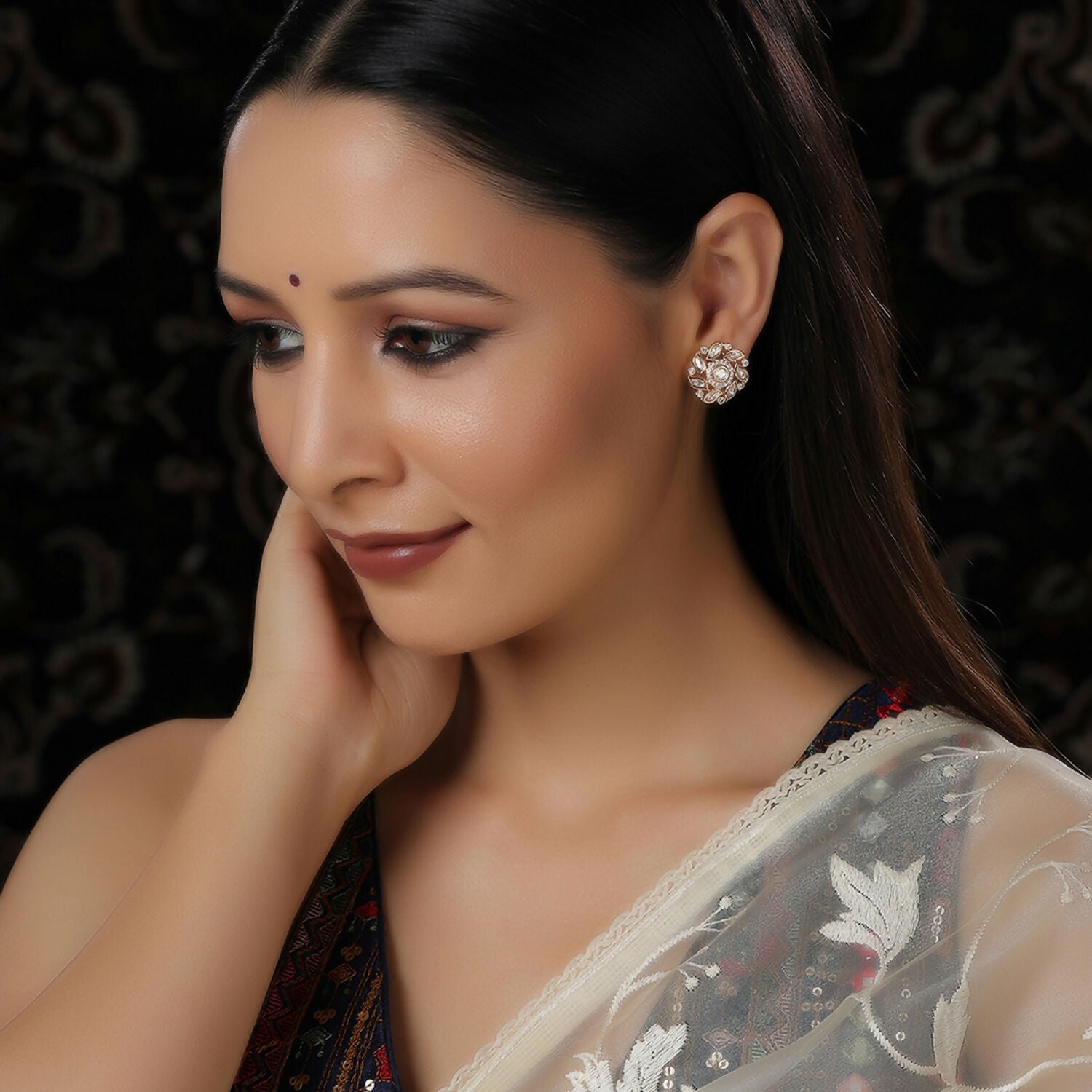 Round Kundan Studs (Gold) - Ruby Raang - Distacart