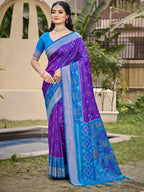 Shree Shyam Fashion Pochampalli Silk Violet Saree - Distacart