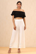Juniper Women White Rayon Solid Straight Palazzo - Distacart
