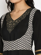Ahalyaa Women's Black Crepe Printed Kurta - Distacart