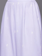 Ahalyaa Lavender & White Floral Printed High Slit Sequined Kurta with Palazzos - Distacart