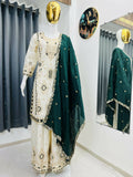 Teeya Creation Green Color Chinon Silk Party Wear Trending Palazzo Set - Distacart
