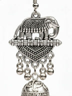 NVR Women Elephant Design German Silver Oxidised Jhumka Earrings - Distacart