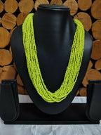 Inhanns Handmade Beaded Multilayer Necklace, 20 Layers - Neon Green
