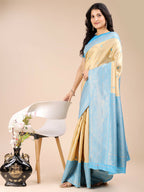 Shree Shyam Fashion Aura Silk Cream Sky Blue Banarasi Silk Saree