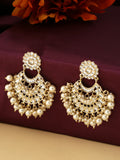 NVR Women Gold Plated Studded Kundan Chandbali Earrings - Distacart