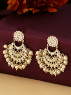 NVR Women Gold Plated Studded Kundan Chandbali Earrings - Distacart