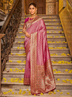 Shree Shyam Fashion Banarasi Silk Light Pink Saree - Distacart